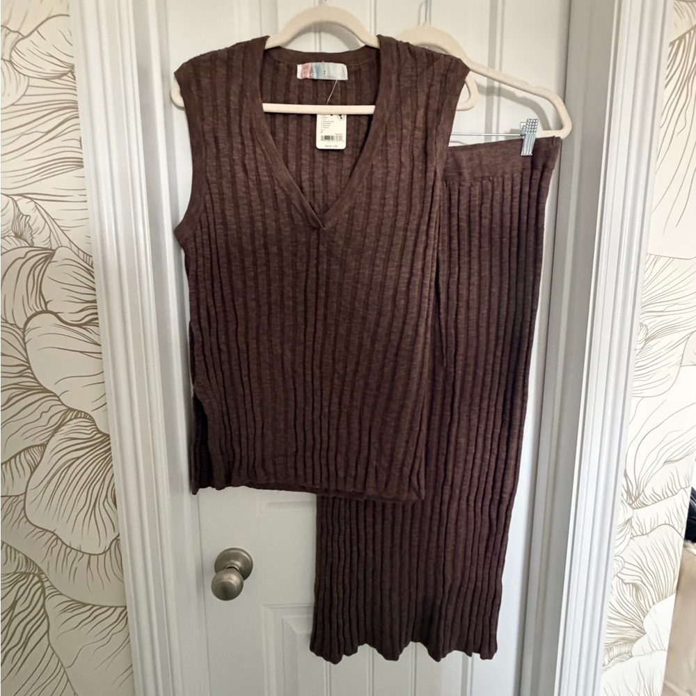 Free People Veda Sweater Co-Ord Set in Brown size Small NWT - Picture 5 of 13
